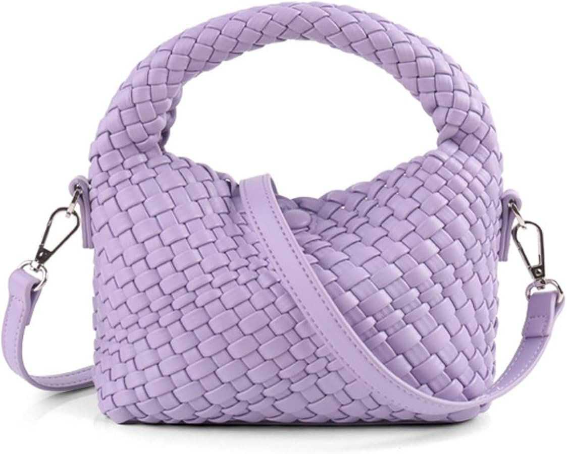 Women Woven Tote Small Crossbody Bag, Weave Quilted Purse Square Shoulder Bag Woven Handbag with ... | Amazon (US)