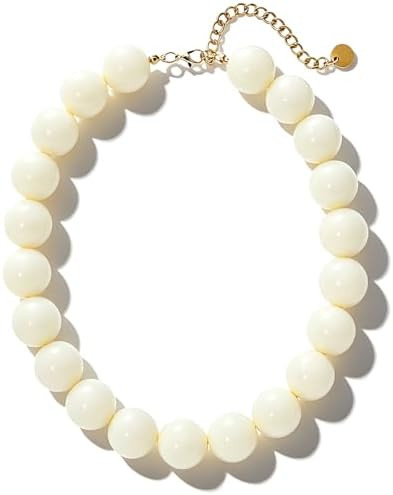 Chunky Beaded Necklaces for Women Colorful Bead Choker Necklace Trendy Adjustable Boho Collar Sta... | Amazon (US)