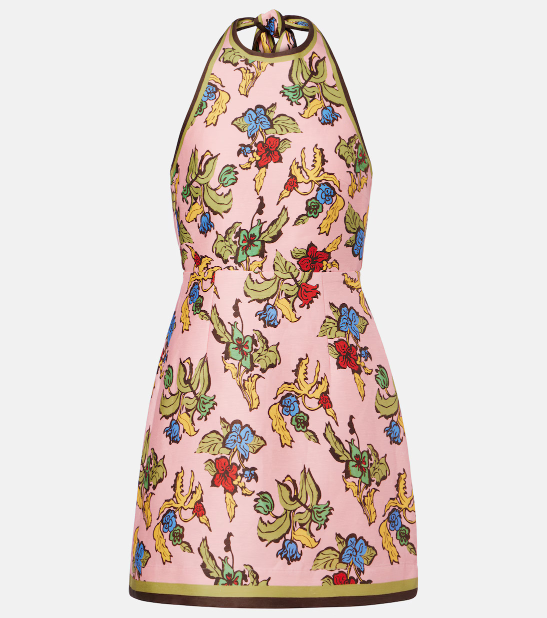 Floral halterneck linen-blend minidress | Mytheresa (US/CA)