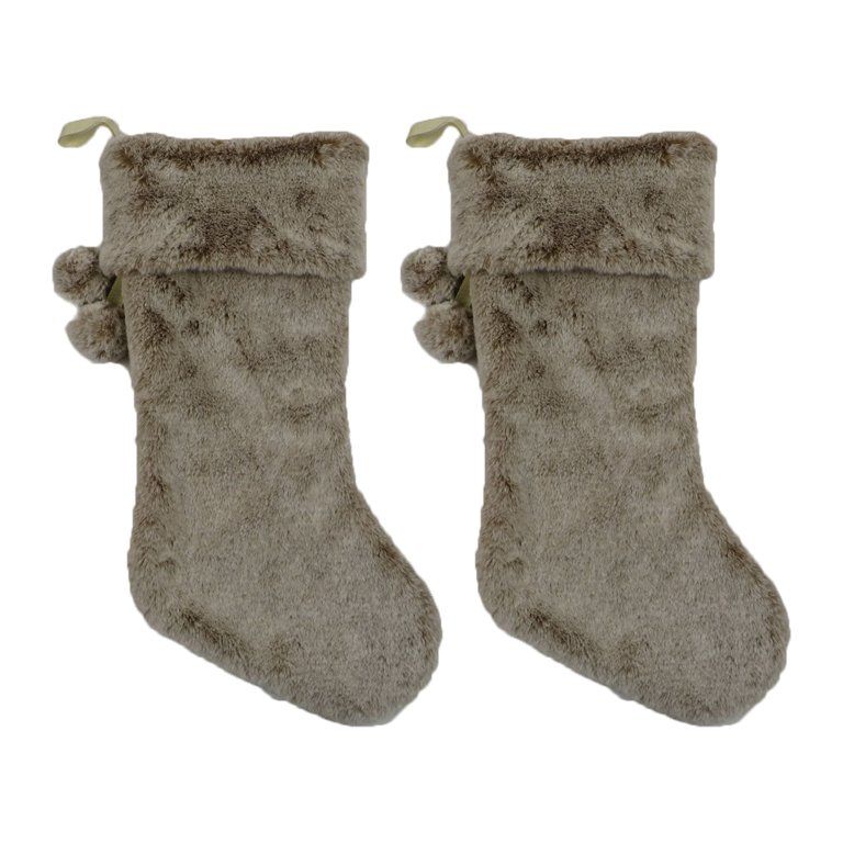 Holiday Time Brown Faux Fur Stockings, 20", 2 Pack | Walmart (US)