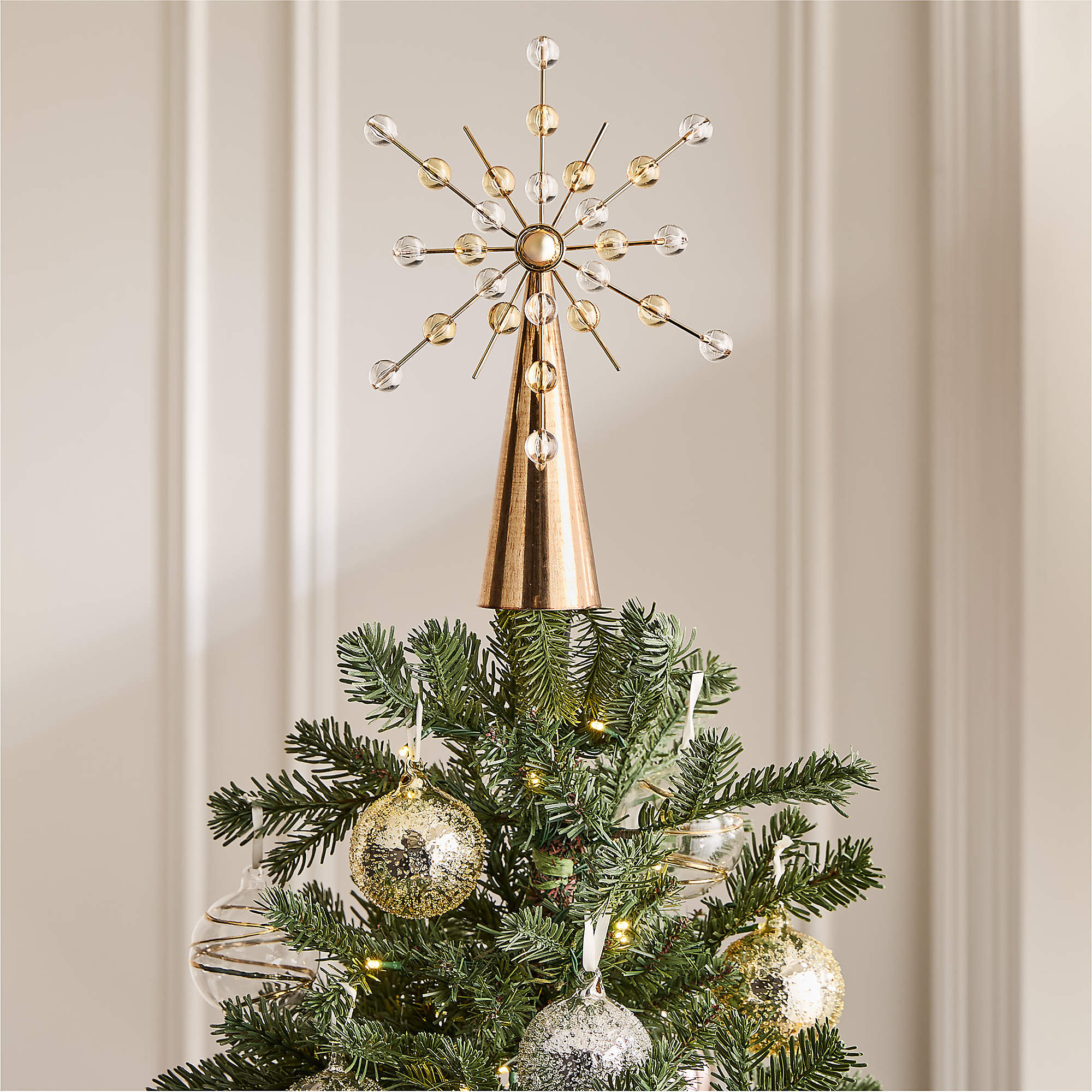 Astrid Clear and Amber Burst Christmas Tree Topper | CB2 | CB2
