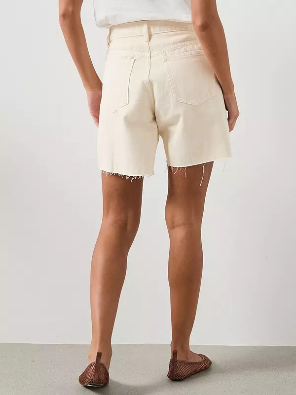Mango Straight Low-rise Denim Bermuda Shorts - Cream | Very (UK)