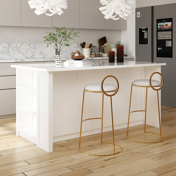 72" Kitchen Islands Sintered Stone White Modern with Storage Kitchen Cabinet | Homary