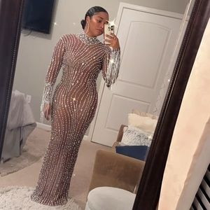 Amekana London Rhinestone Mesh Sheer Dress | Poshmark