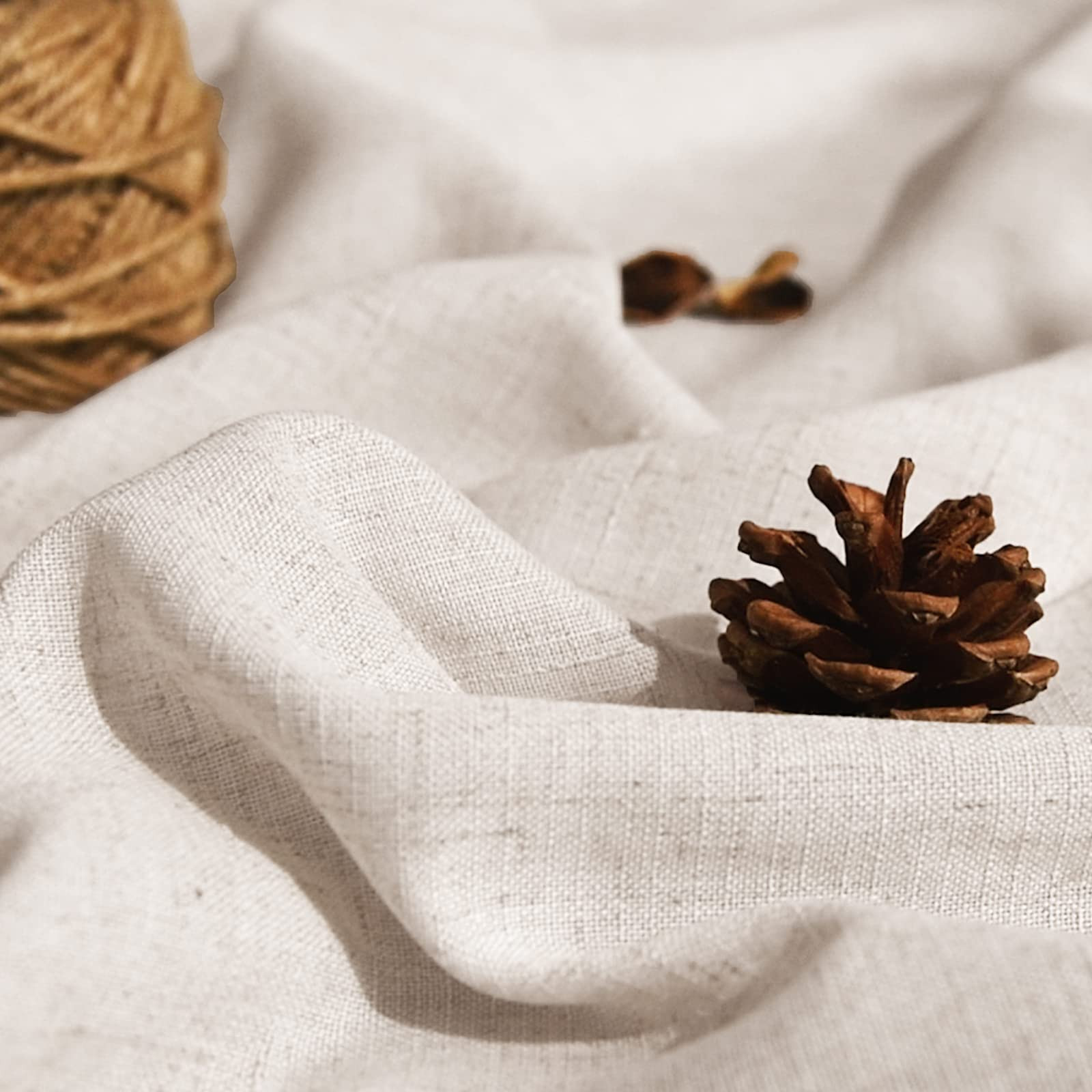 jinchan Linen Beige Curtains 84 Inches Long for Living Room Farmhouse Rod Pocket Back Tab Light F... | Amazon (US)