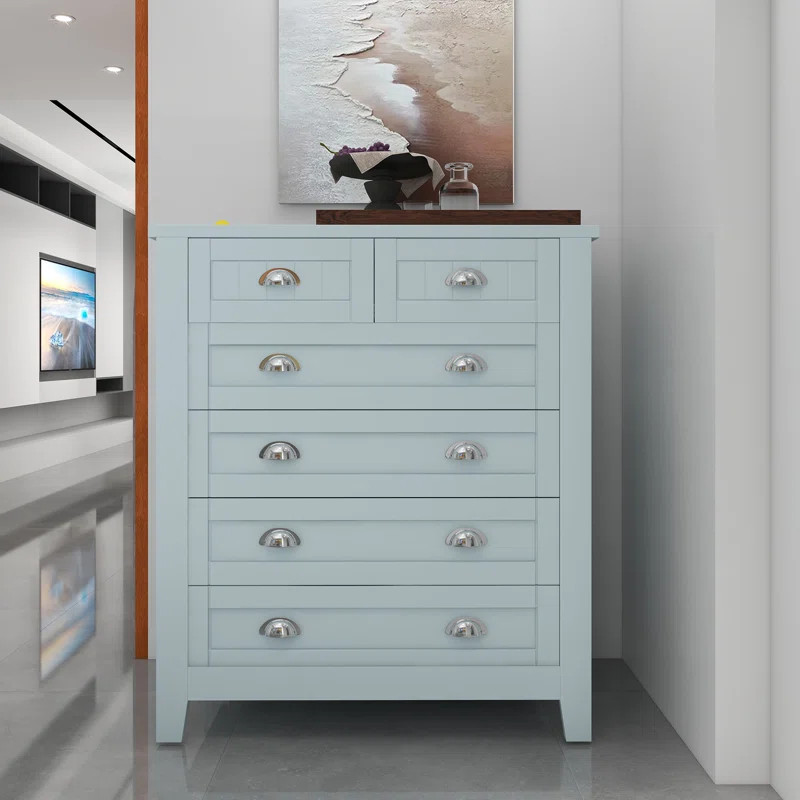 Alazia 6 Drawer 33.9" W Tall Chest of Drawers for Bedroom | Wayfair North America