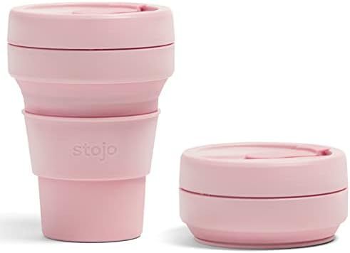Stojo Collapsible Travel Cup - Carnation Pink, 12oz / 355ml - Leak-Proof Reusable To-Go Pocket Si... | Amazon (US)