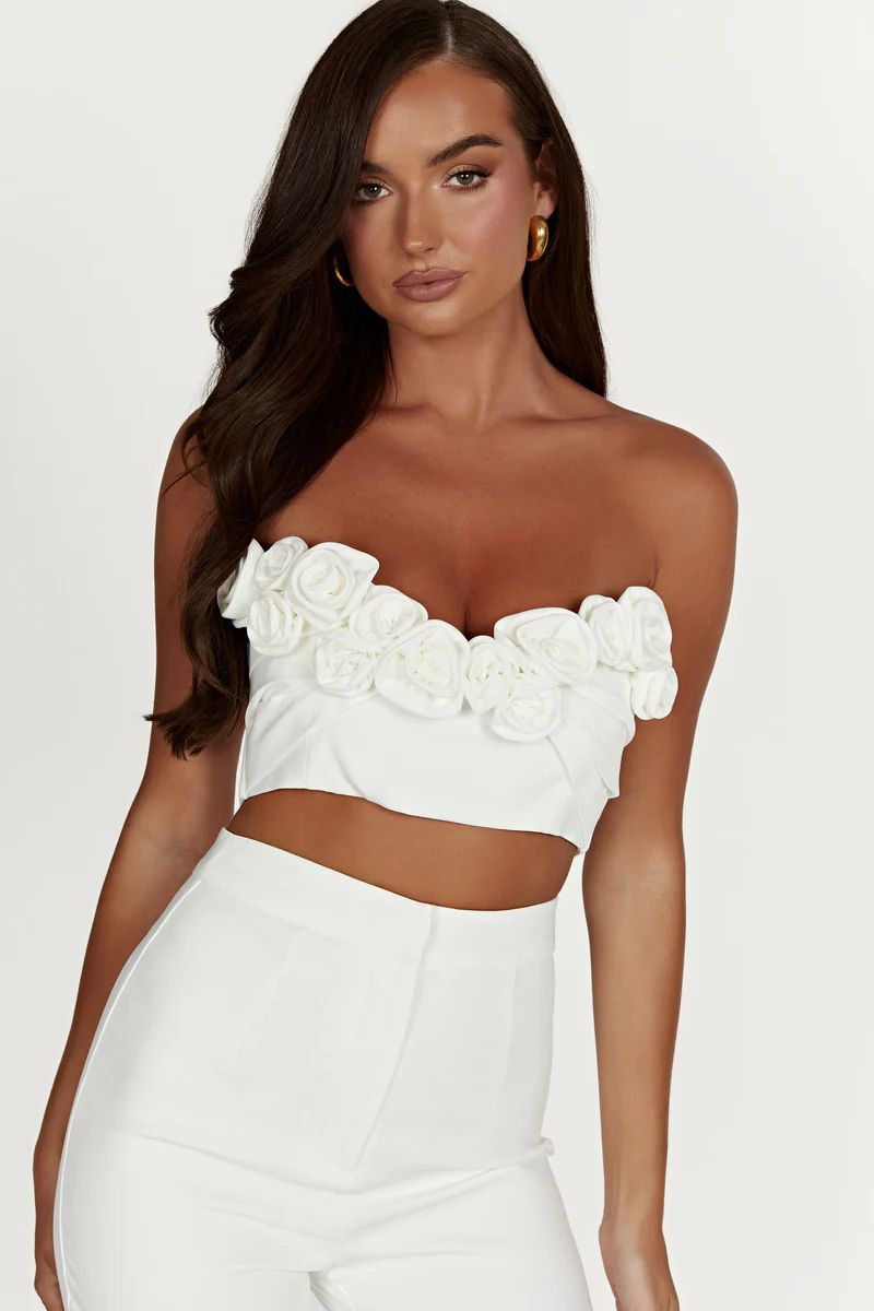 Paloma Rose Crop Top - White | MESHKI US