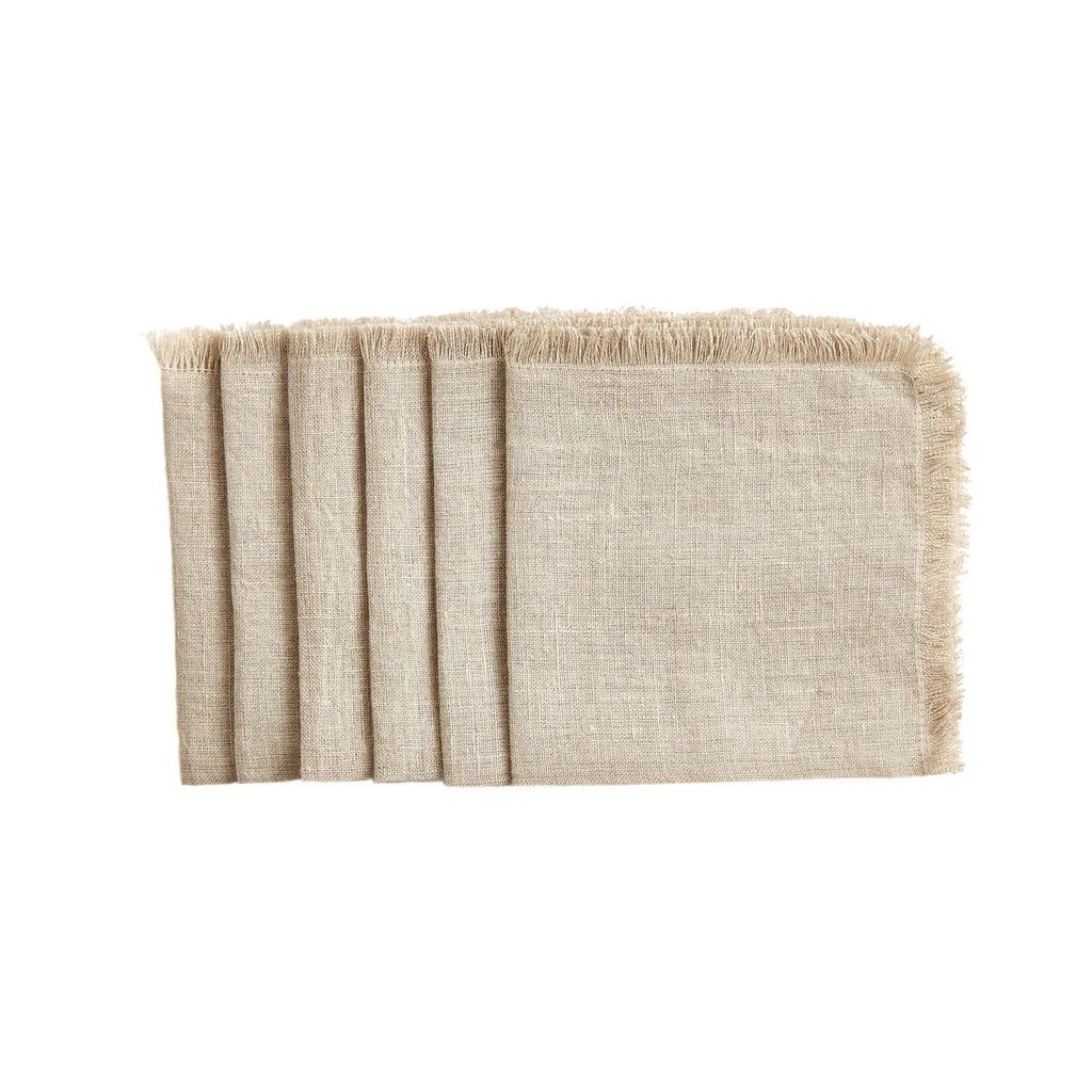 Natural Cocktail Solid Linen Napkins Set of 6 design by Sir/Madam | Burke Decor