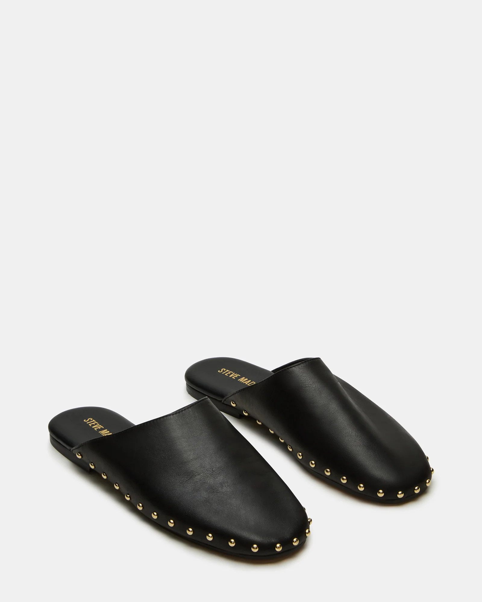 PEARSON Black Leather Rounded-Toe Slip-On Women's Flat | Steve Madden (US)