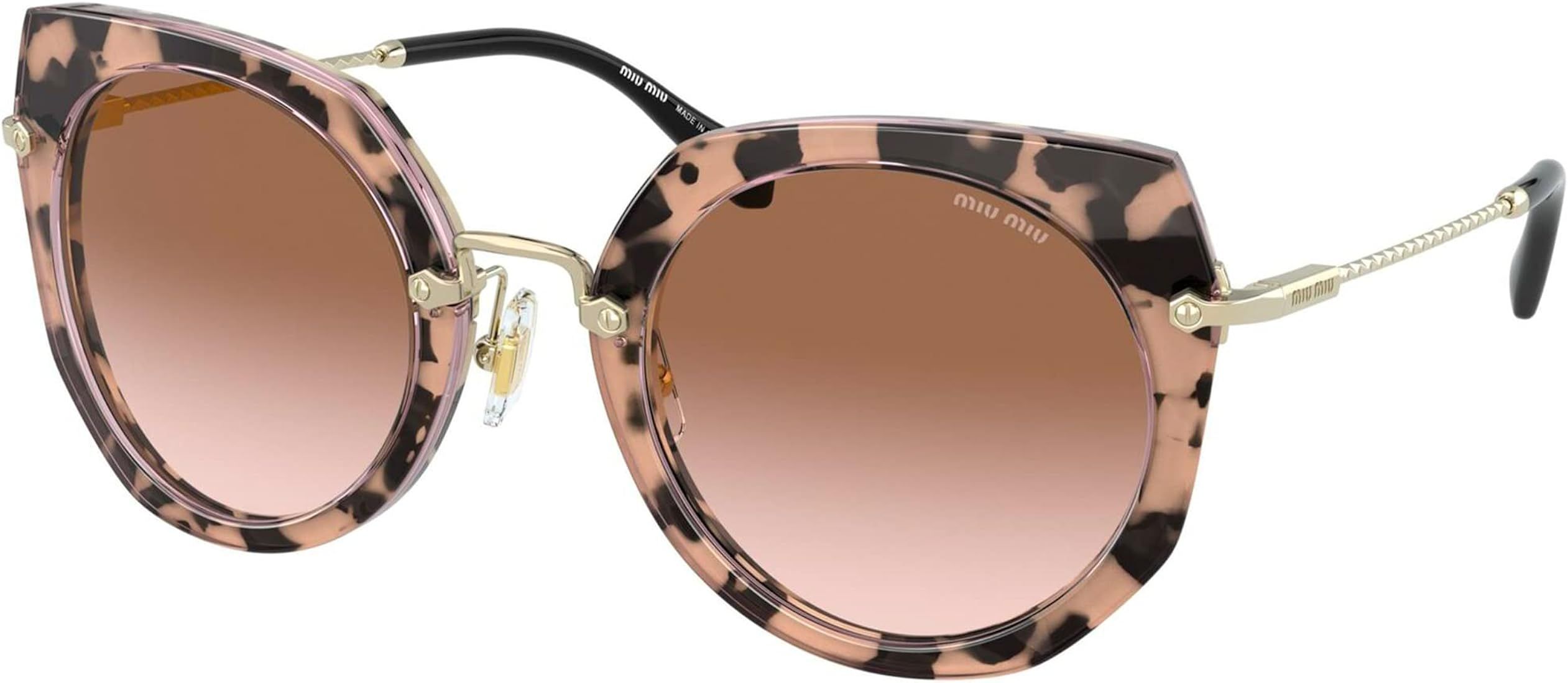 Miu Miu MU 02XS 07D0A6 Havana Pink Plastic Phantos Sunglasses Brown Gradient Lens | Amazon (US)