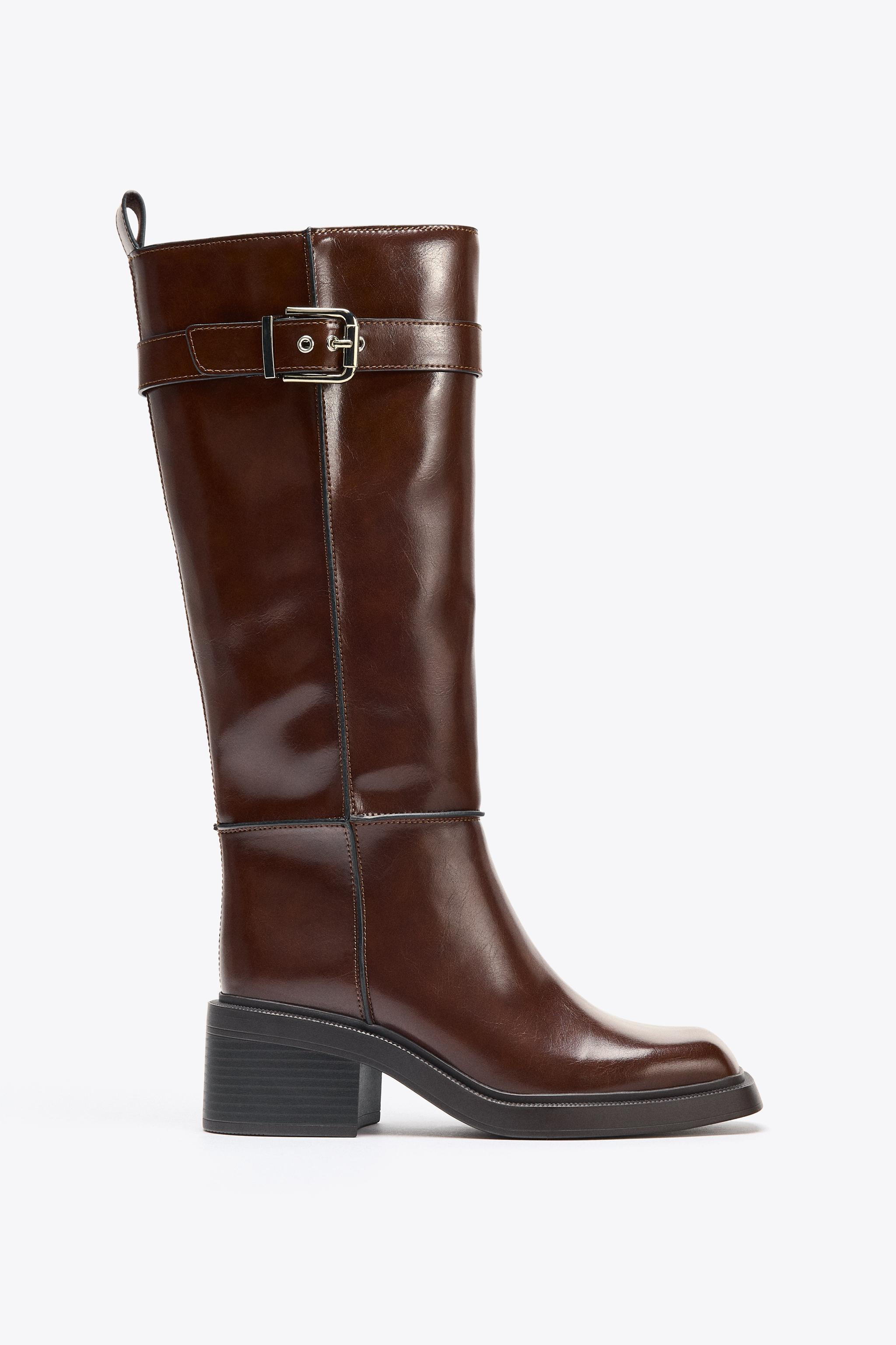 TOPSTITCHED HIGH-SHAFT BOOTS | Zara US