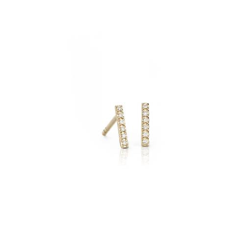 Mini Diamond Bar Stud Earrings in 14k Yellow Gold | Blue Nile | Blue Nile