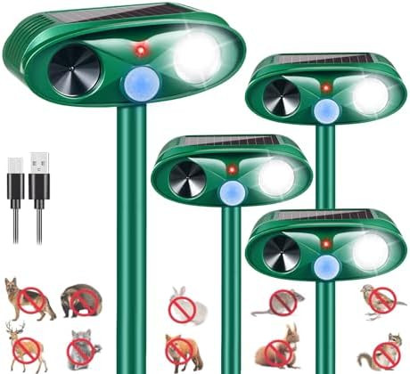 4 Pack Solar Animal Repellent Ultrasonic Outdoor Squirrel Racoon Fortress pro,Cat Deer Repellent ... | Amazon (US)