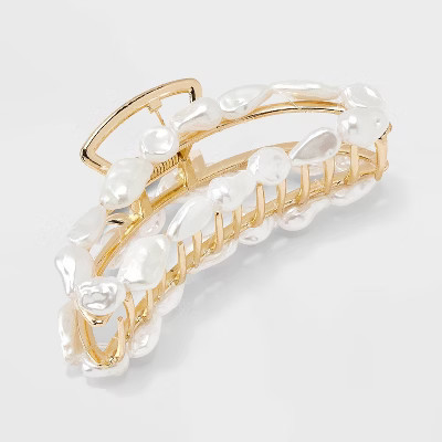 Metal with Pearl Claw Hair Clip - A New Day™ White | Target