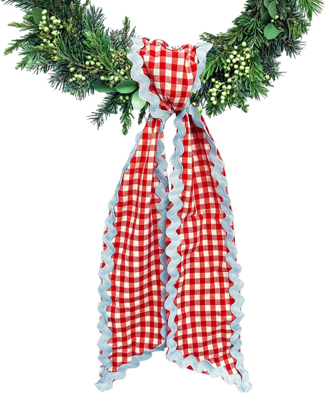 Wreath Sash for Front Door Red White Buffalo Plaid Wreath Satin Sash Blue Wave Garland Ribbon Accessories for Wreaths Yard Doorway Indoor Outdoor Bow Bridal Shower Home Decor,5.11 x 54.33 | Amazon (US)