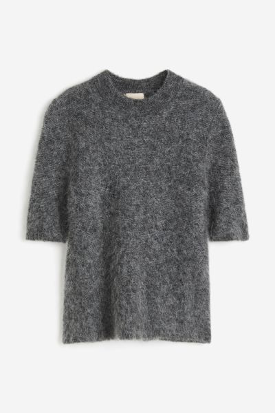 Mohair-blend top - Dark beige marl - Ladies | H&M GB | H&M (UK, MY, IN, SG, PH, TW, HK, KR)