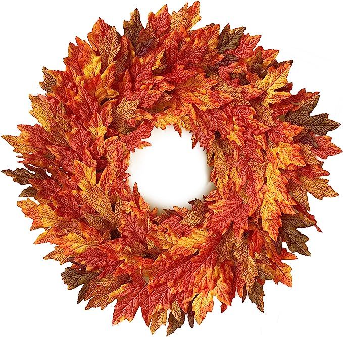MIENNES 26" Fall Wreath for Front Door, Handcrafted Fall Decor with Storage Box, Boxwood Base, Fa... | Amazon (US)