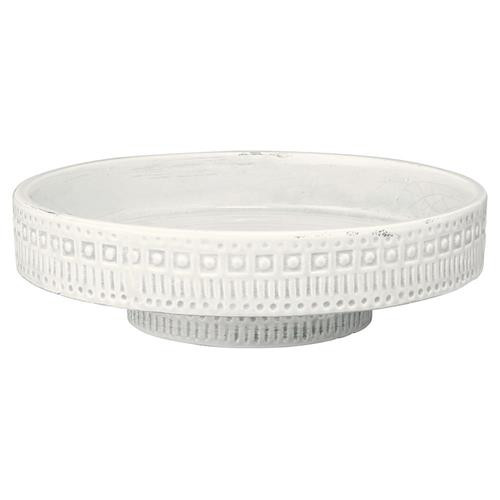 River Coastal Beach Round White Ceramic Tray | Kathy Kuo Home