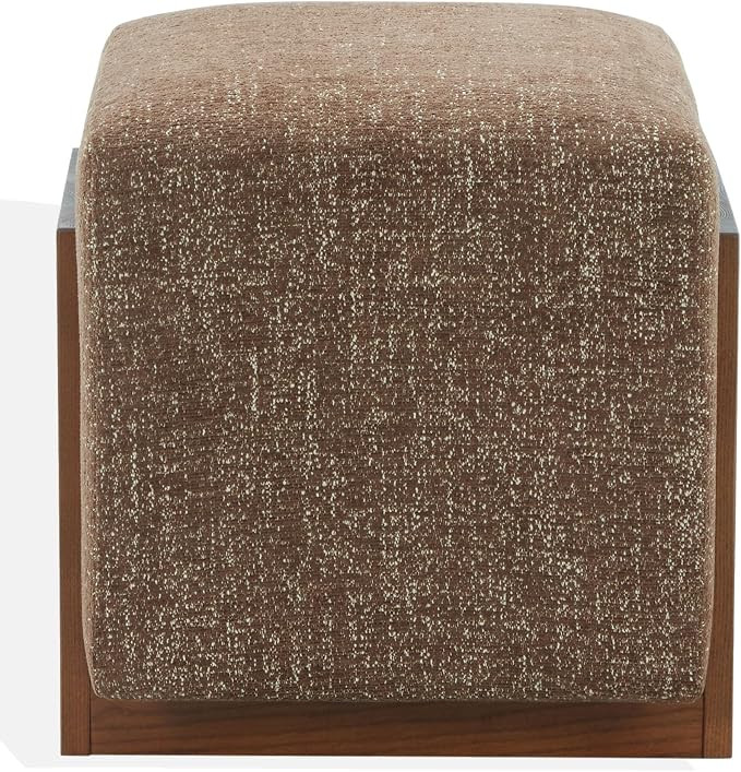 SAFAVIEH Couture - Norabeth Ottoman - Dark Brown Chenille & Walnut Solid Wood - Fully Assembled -... | Amazon (US)