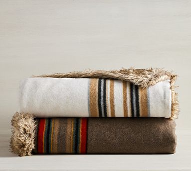 Pendleton® Yakima Faux Fur Back Stripe Throw | Pottery Barn (US)