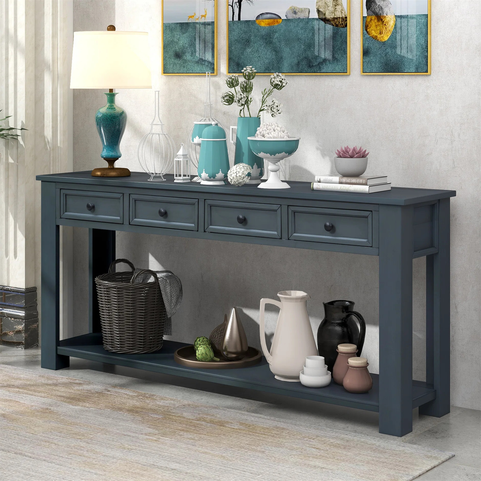 Hagberg Console Table Sofa Table with Storage Drawers and Bottom Shelf for Entryway Hallway,Entry... | Wayfair North America