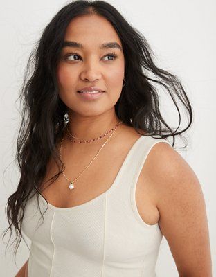 Aerie Cropped Ribbed Corset Tank Top | Aerie
