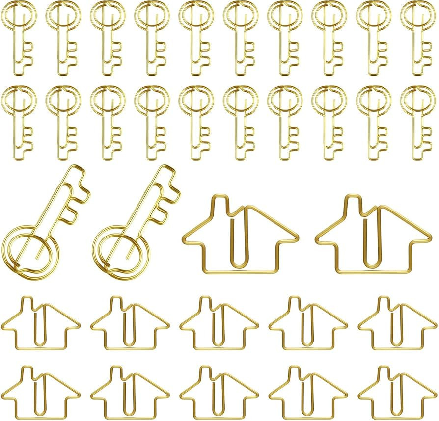 Hesena 120 Pcs Paper Clip Set, 60 Pcs House & 60 Pcs Key Shaped Paperclips for Office, Real Estat... | Amazon (US)