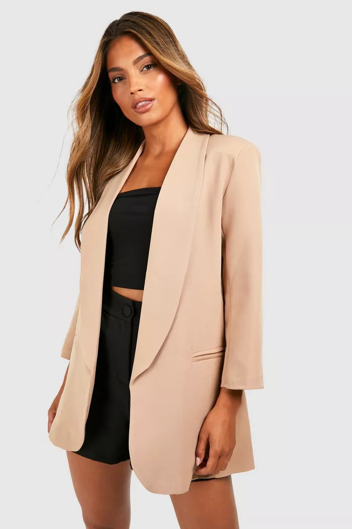 Plunge Lapel 3/4 Sleeve Tailored Blazer | boohoo (US & Canada)