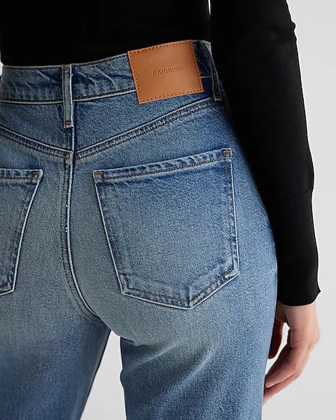 High Waisted Medium Wash Straight Ankle Jeans | Express