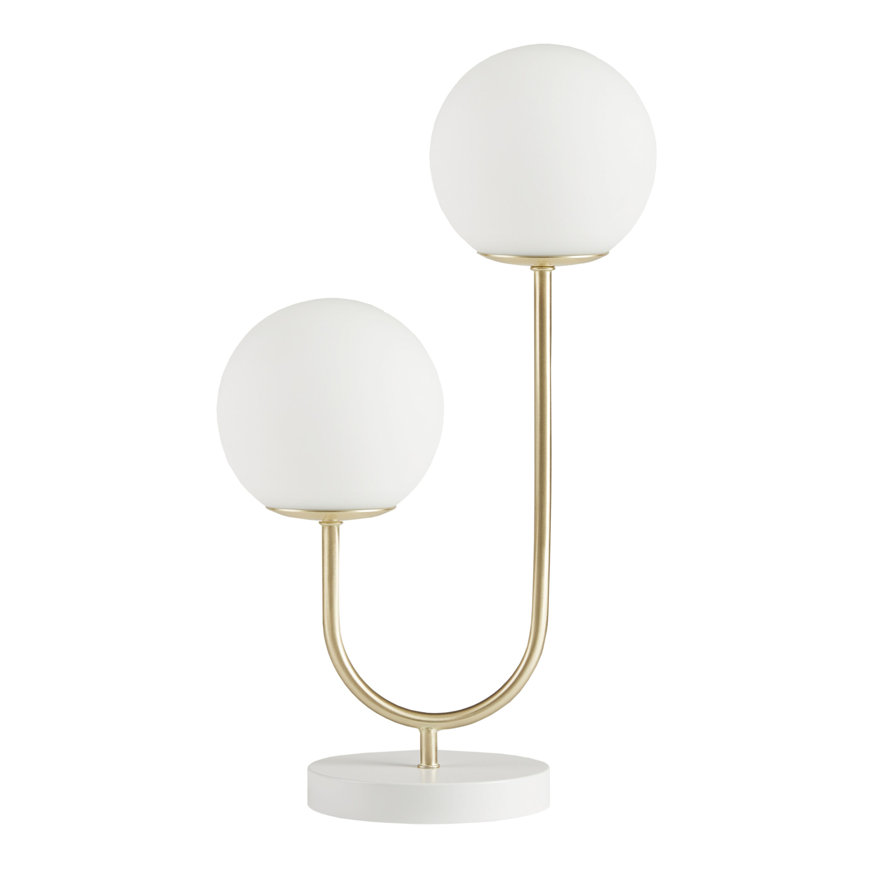 Lisboa Gold Metal and Frosted Glass Globe 2 Light Table Lamp | World Market