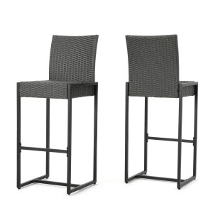 Set of 2 Ash Gray Contemporary Outdoor Patio Bar Stools 43.75 | Christmas Central