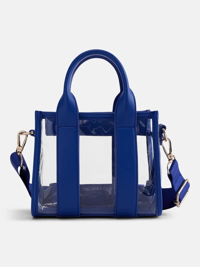 No Boundaries Women's Game Day Clear Boxy Mini Tote Bag, Cobalt | Walmart (US)
