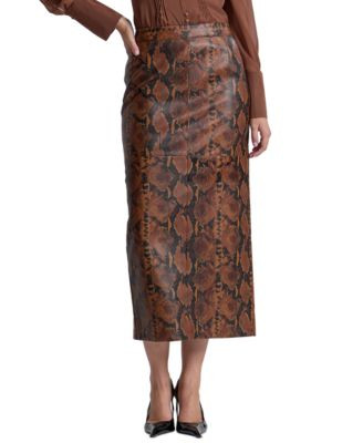 Avec Les Filles Women's Fitted Midi Skirt - Brown/black Python | Macy's
