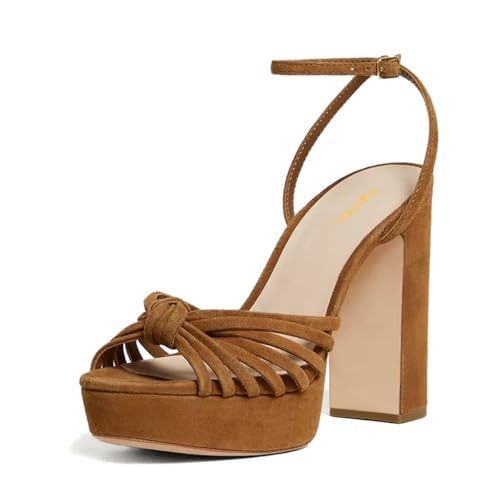 Pazzion Women Thick Platform Open Toe Ankle Strap Buckled Sandals Knots Chunky Block High Heels C... | Amazon (US)
