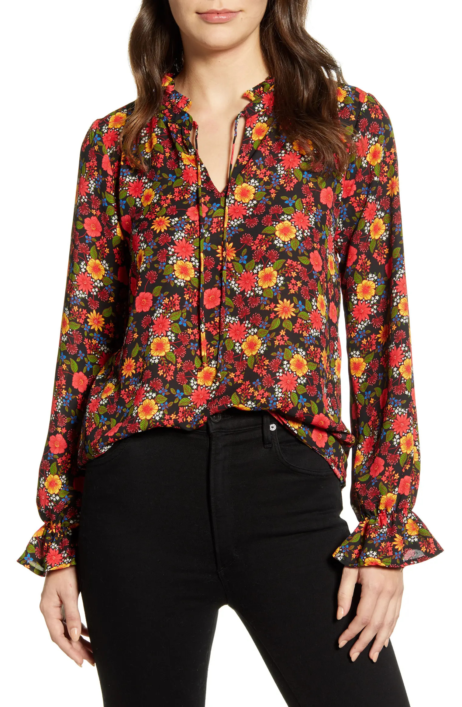 Print Tie Neck Blouse | Nordstrom
