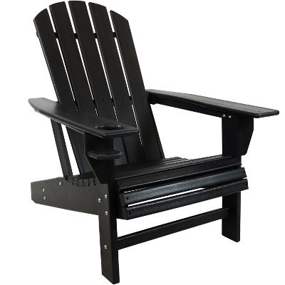 Sunnydaze Outdoor Lake Style Adirondack Chair with Cup Holder - Black | Target