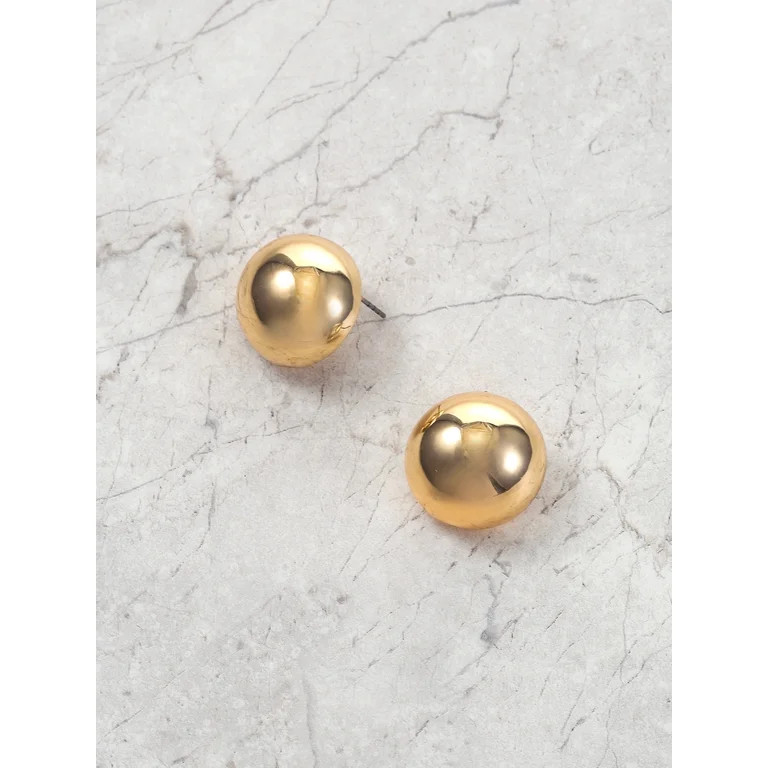 Time and Tru Goldtone Dome Button Stud Earring, 1 Pair | Walmart (US)