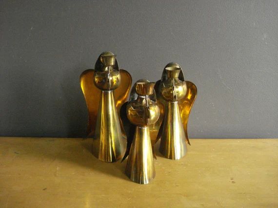Small and Bright  Vintage Brass Angel Candle Holders  Set of | Etsy | Etsy (US)