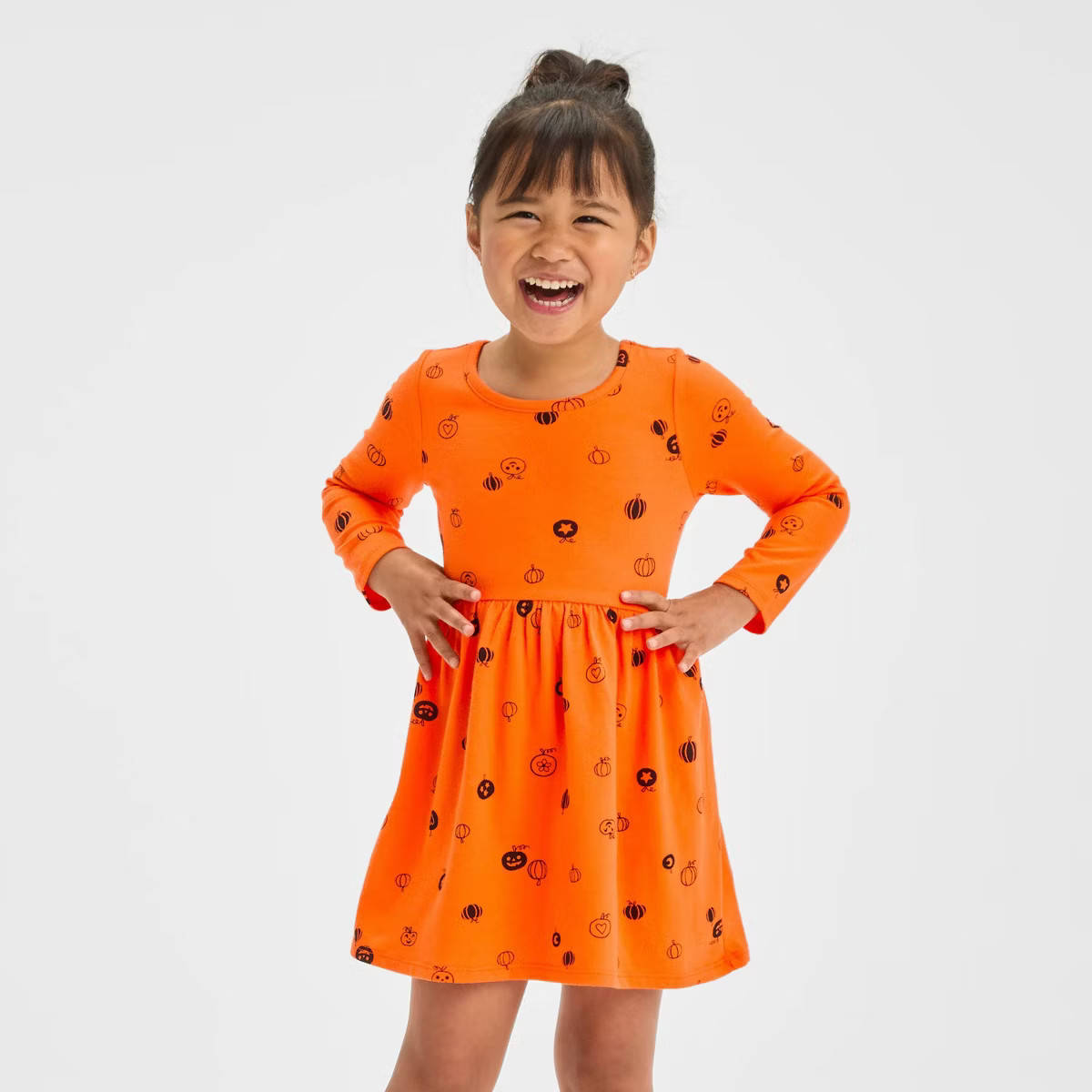 Toddler Girls' Long Sleeve Halloween Printed Dress - Cat & Jack™ | Target