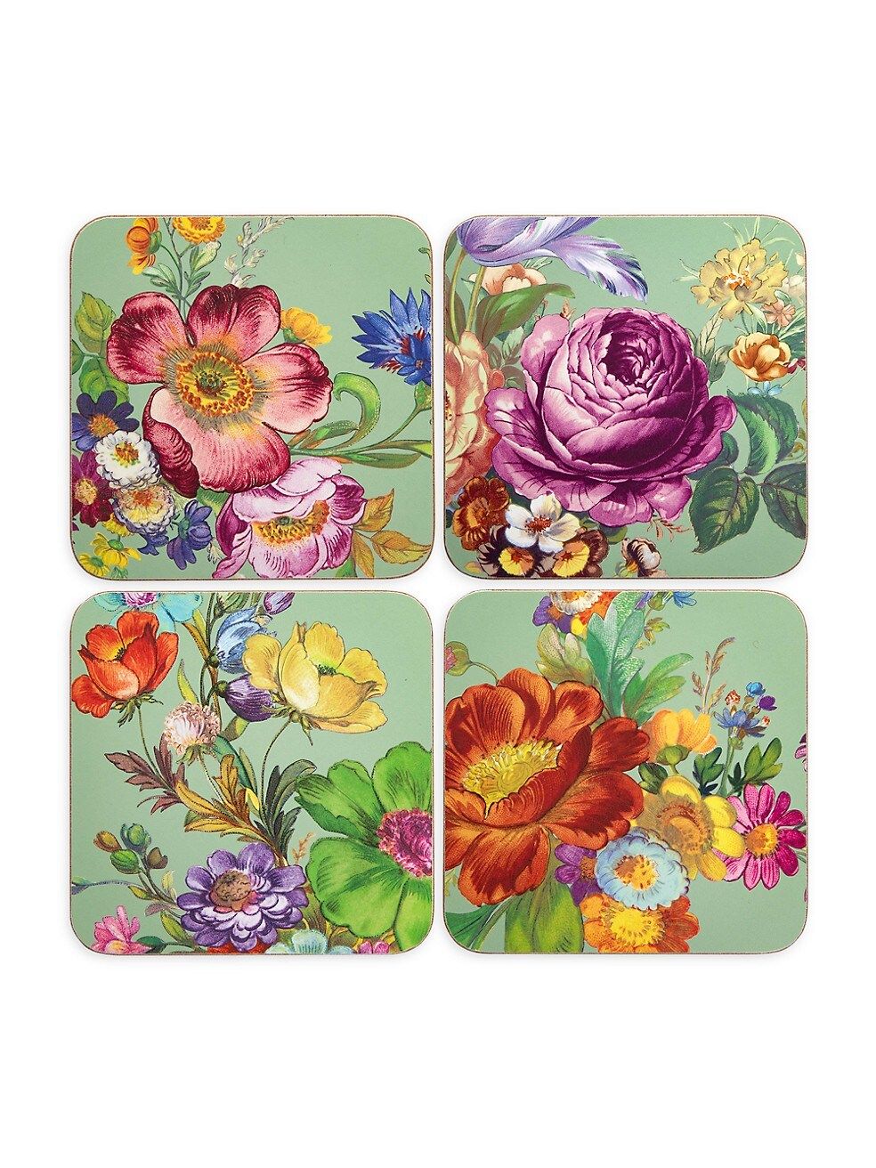 MacKenzie-Childs 4-Piece Flower Market Cork-Back Coaster Set | Saks Fifth Avenue