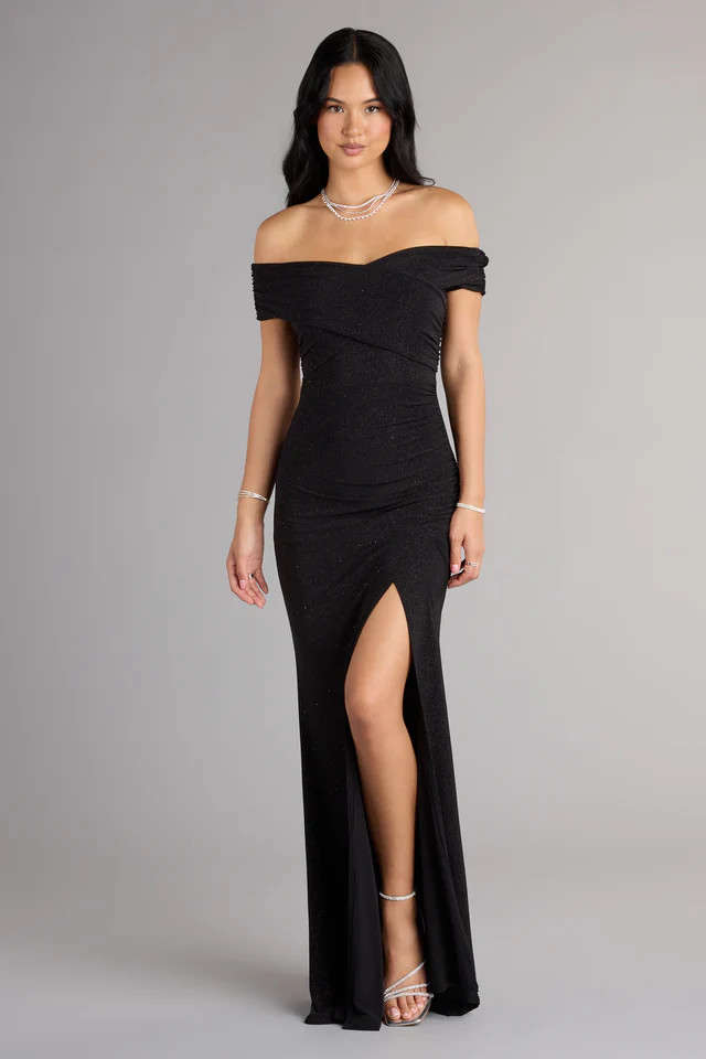 Giada Glitter Knit Off-the-Shoulder Column Dress | Windsor Stores