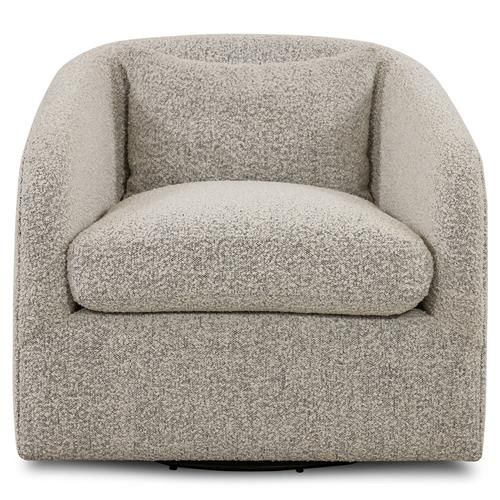 Perrin Modern Classic Grey Performance Boucle Swivel Occasional Barrel Chair | Kathy Kuo Home