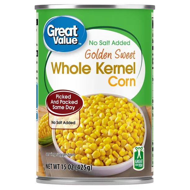 Great Value No Salt Added Sweet Corn, 15.25 oz - Walmart.com | Walmart (US)