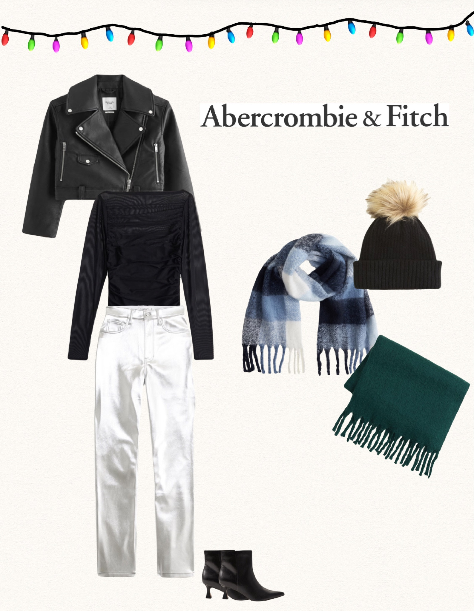Abercrombie & Fitch outfit that can be dress up or dressed down with scarf and beanie📸 #partyoutfit #christmastime #metallicpants #postabercrombie

#LTKSeasonal #LTKHoliday #LTKstyletip