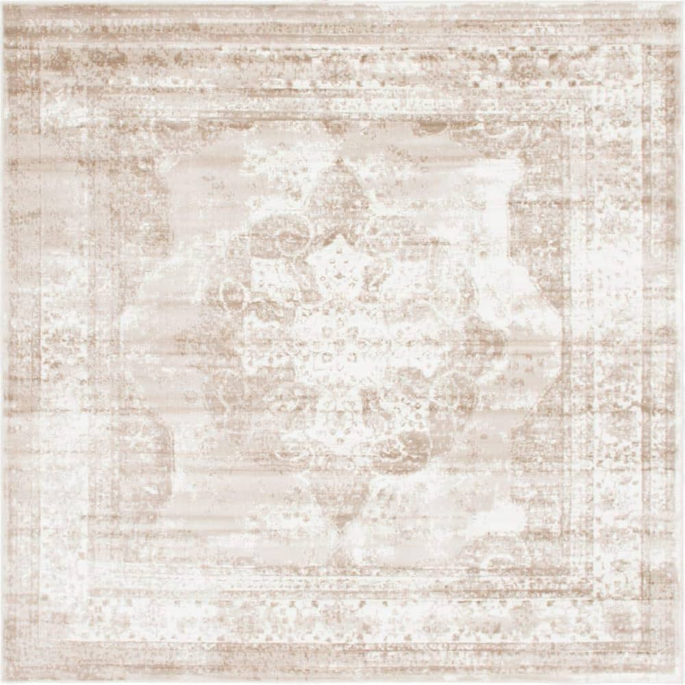 Unique Loom Sofia Collection Area Rug - Salle Garnier (7' 10" Square, Beige/ Ivory) | Amazon (US)