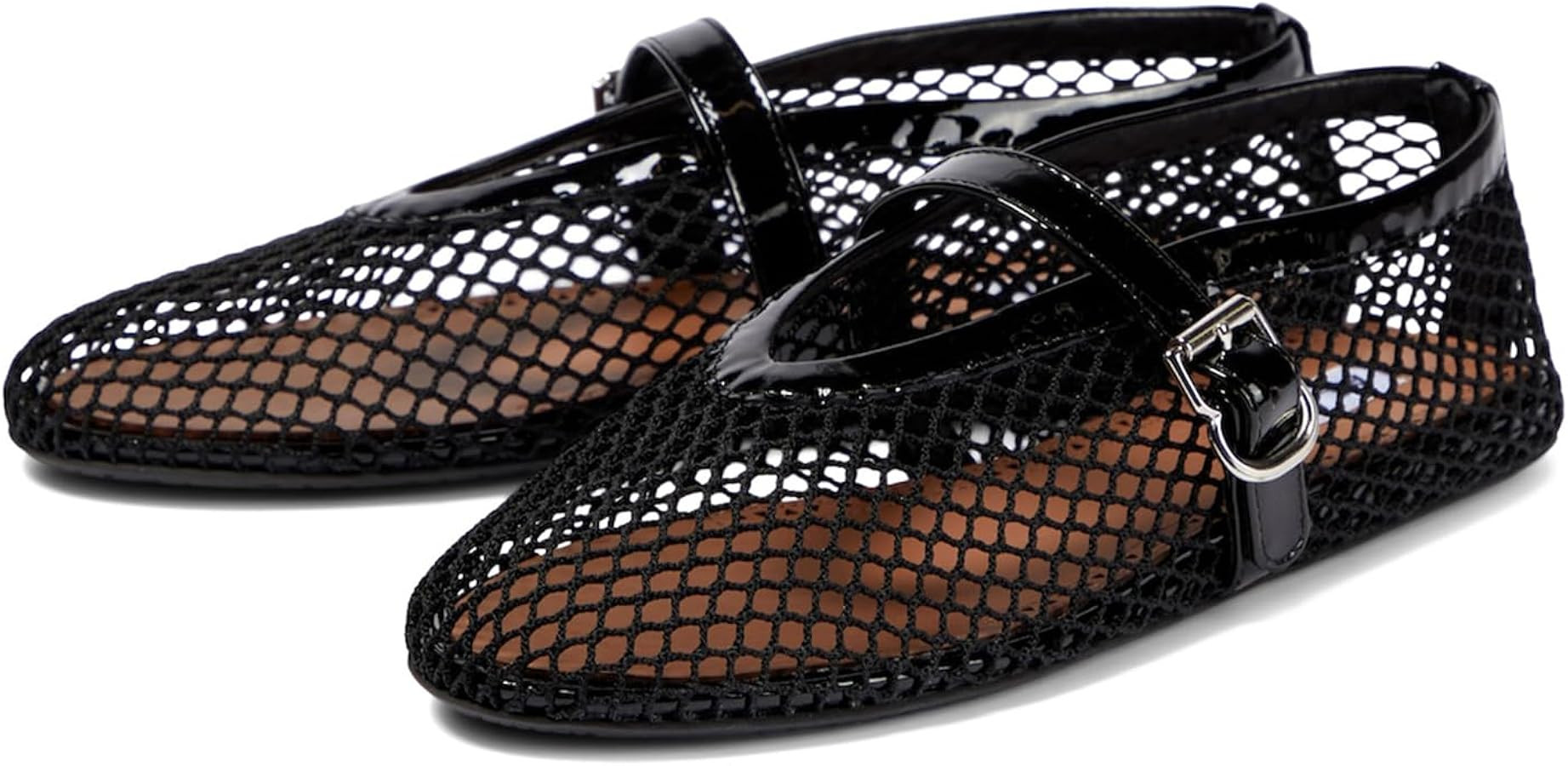 DOEYG Mesh Ballet Flats for Women Buckle Strap Comfy Casual Office Fishnet Ballerina Flat Shoes, ... | Amazon (CA)