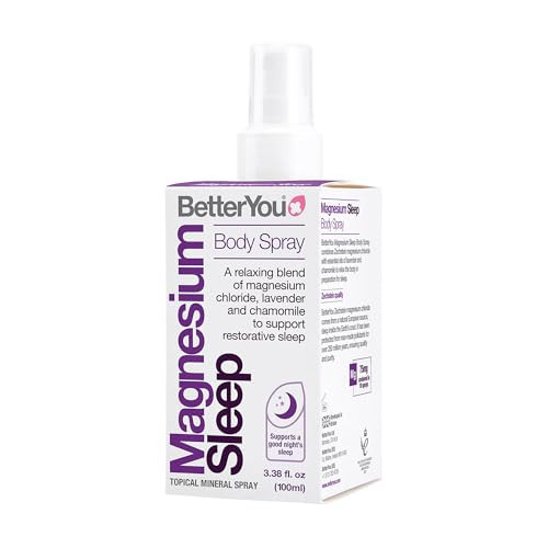 BetterYou Magnesium Sleep Body Spray, Made with Zechstein Magnesium Chloride and Essential Oils, Magnesium Supplement, Natural Sleep Aid, Palm-Oil Free, 100ml (600 Sprays) | Amazon (UK)