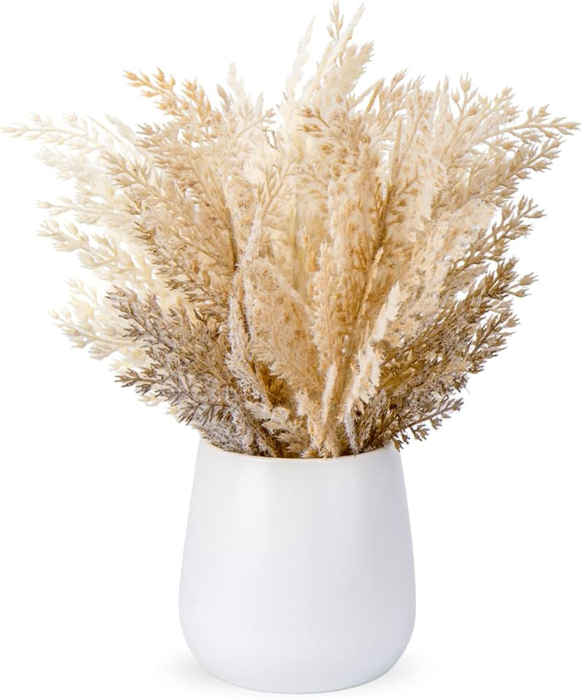 Faux Pampas Grass with Vase, Artificial Pampas Grass Flowers Bouquet Plant Fluffy Boho Home Decor... | Amazon (US)