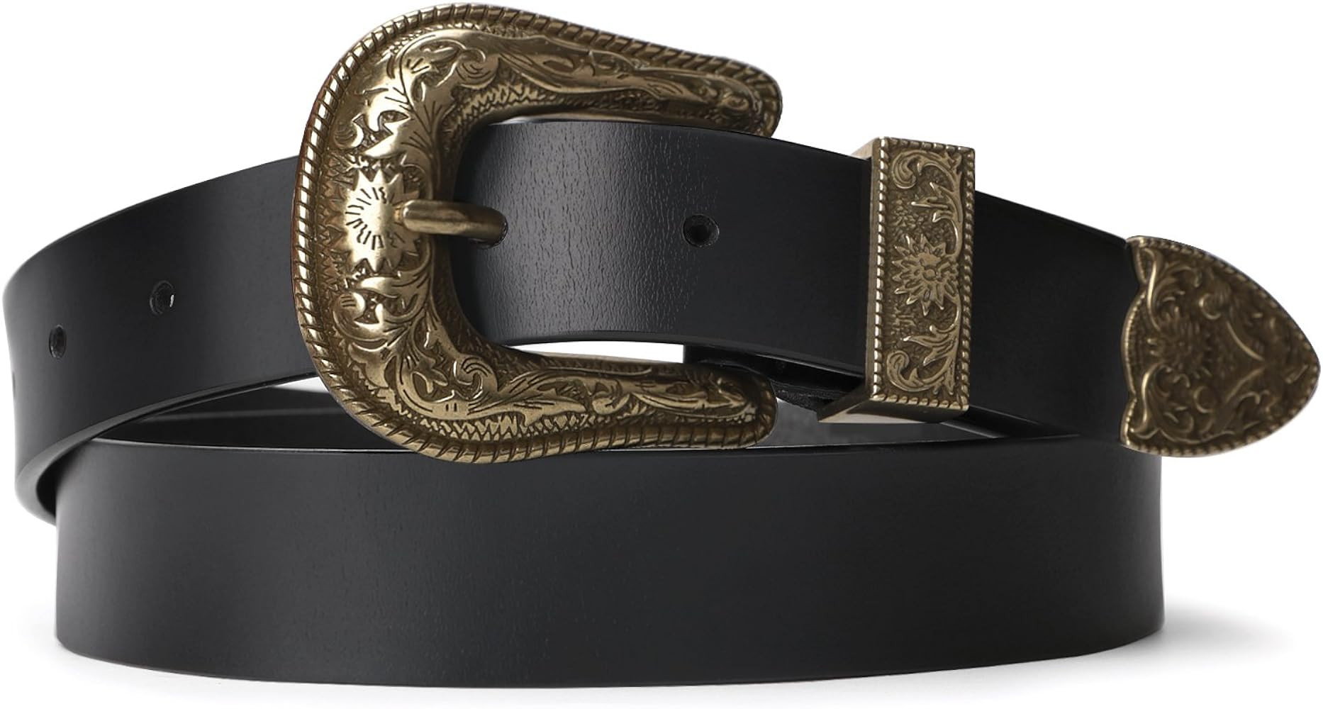 SUOSDEY Fashion Leather Belts for Women with Vintage Metal Buckle Belt | Amazon (US)